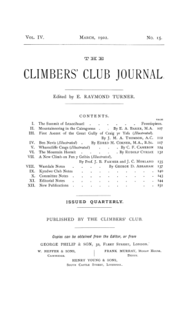 Climbers' Club 1902 Vol.4 No.15 Journal cover